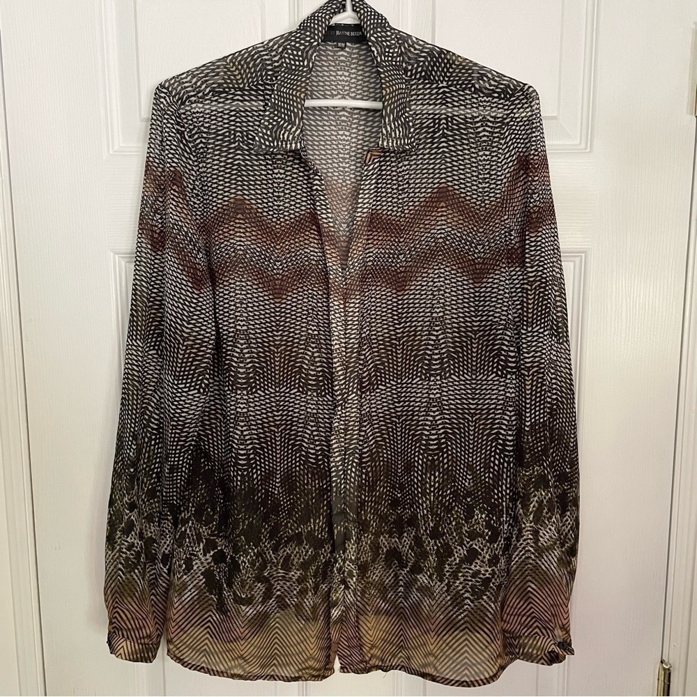 Edit by Jeanne Beker Printed Button Up Blouse Medium